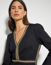 Pora Ponte Jersey Midi Dress, Black (BLACK), large