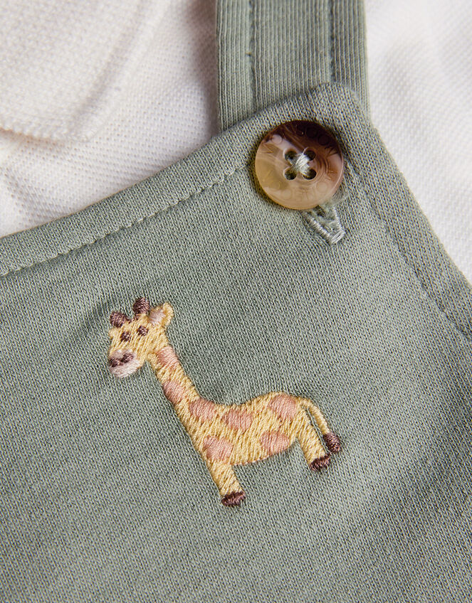 Newborn Giraffe Dungaree Set, Green (GREEN), large