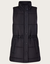 Georgina Padded Short Gilet with Recycled Polyester, Black (BLACK), large