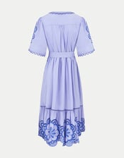 East Aliona Floral Broderie Midi Dress, Purple (LILAC), large