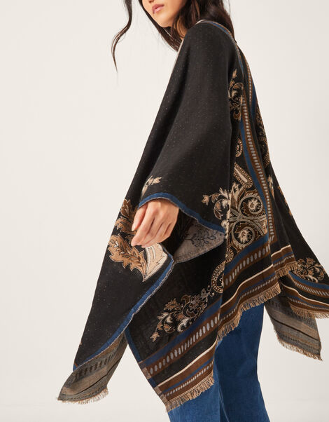 Crissy Jacquard Wrap Cardigan, Black (BLACK), large