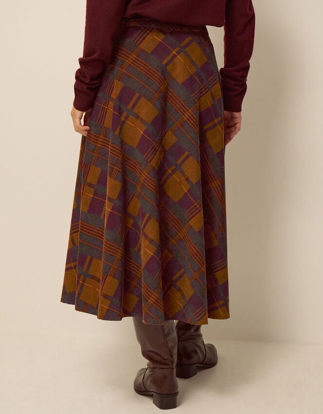Melinda Check Print Corduroy Midi Skirt, Brown (BROWN), large