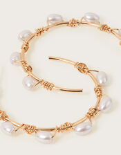 Pearl Twist Hoop Earrings, , large