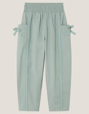 Lace Trim Barrel Pants, Green (GREEN), large