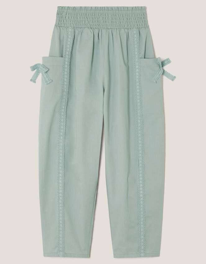 Lace Trim Barrel Pants, Green (GREEN), large