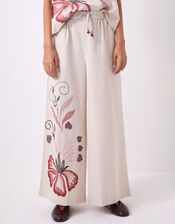 East Zhandra Embroidered Wide Leg Trousers, Camel (BEIGE), large