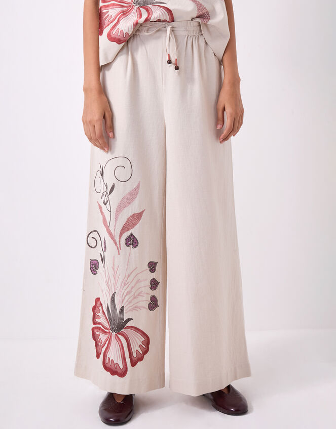 East Zhandra Embroidered Wide Leg Trousers, Camel (BEIGE), large
