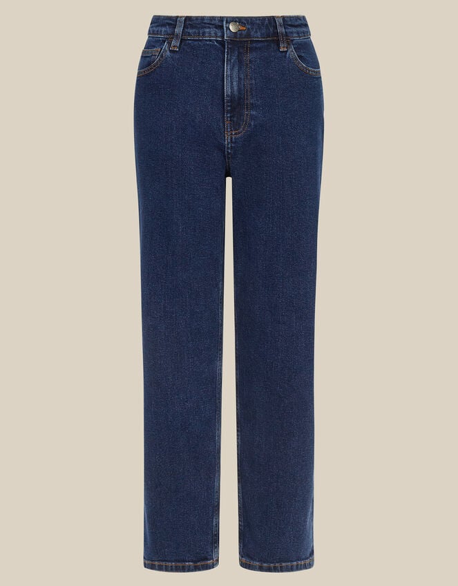 Asha High Waisted Barrel Jeans, Blue (DARK BLUE), large