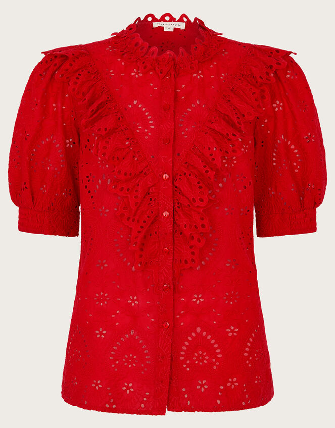 Mari Broderie Blouse , Red (RED), large