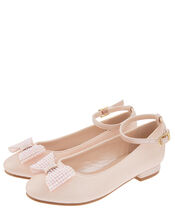Bonnie Sparkle Bow Ballerina Pumps, Pink (PALE PINK), large