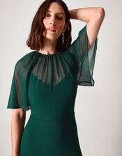 Mona Angel Sleeve Maxi Dress, Green (DARK GREEN), large