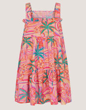 Tropical Swirl Print Beach Dress, Orange (ORANGE), large