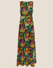 Cut-Out Back Palm Jersey Dress, Green (KHAKI), large
