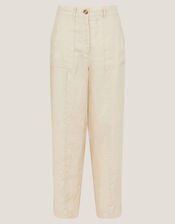 Jolie Short Linen Wide Leg Trousers, Natural (NATURAL), large