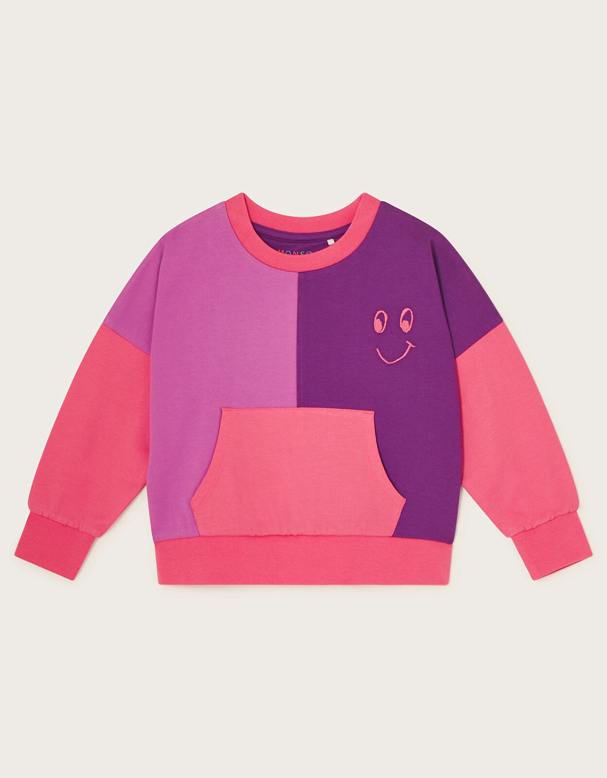 Colour Block Sweat Top Pink