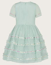 Embroidered Lace Tape Dress, Blue (AQUA), large