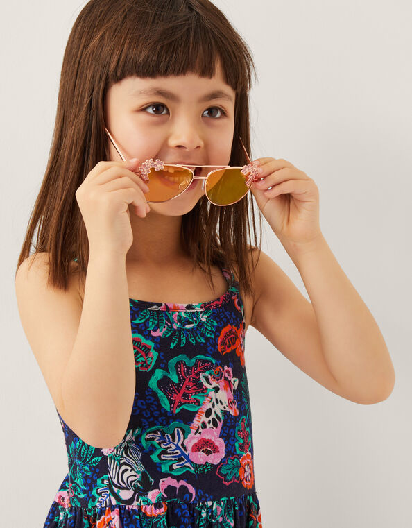 Floral Aviator Sunglasses, , large