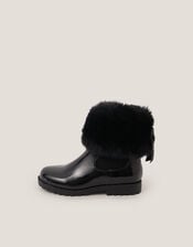 Faux Fur Chelsea Boots, Black (BLACK), large