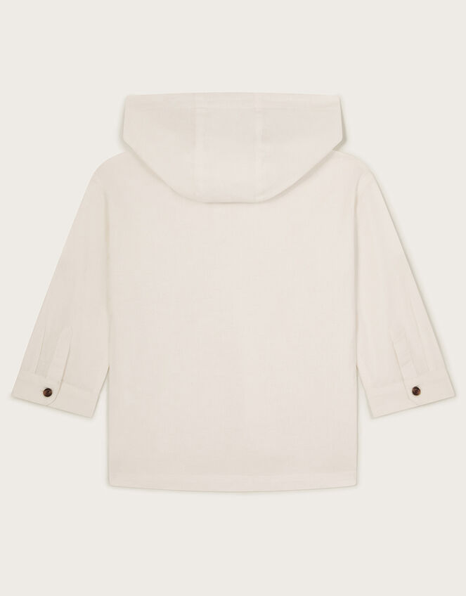 Hooded Top in Linen Blend, Ivory (IVORY), large