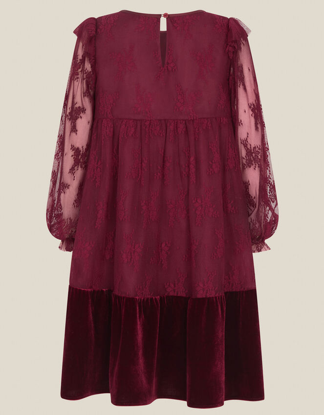 Eilidh Lace Velvet Party Dress, Red (RED), large