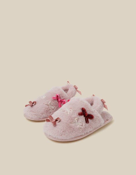 Bow Fluffy Slippers, Pink (PINK), large