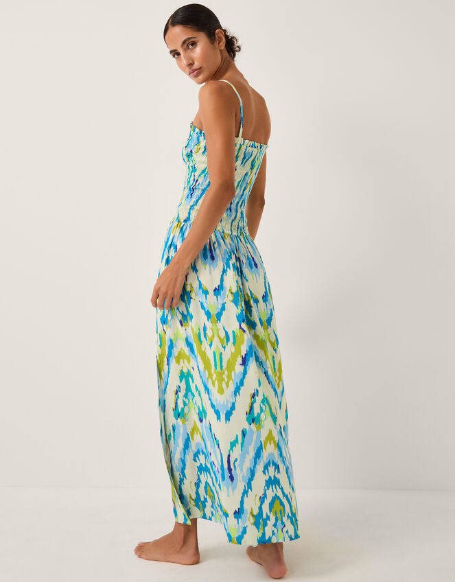 Coralie Drop Waist Print Maxi Dress, Blue (BLUE), large
