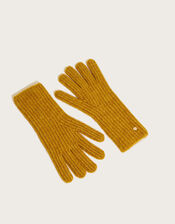 Super Soft Knit Gloves with Recycled Polyester, Yellow (OCHRE), large