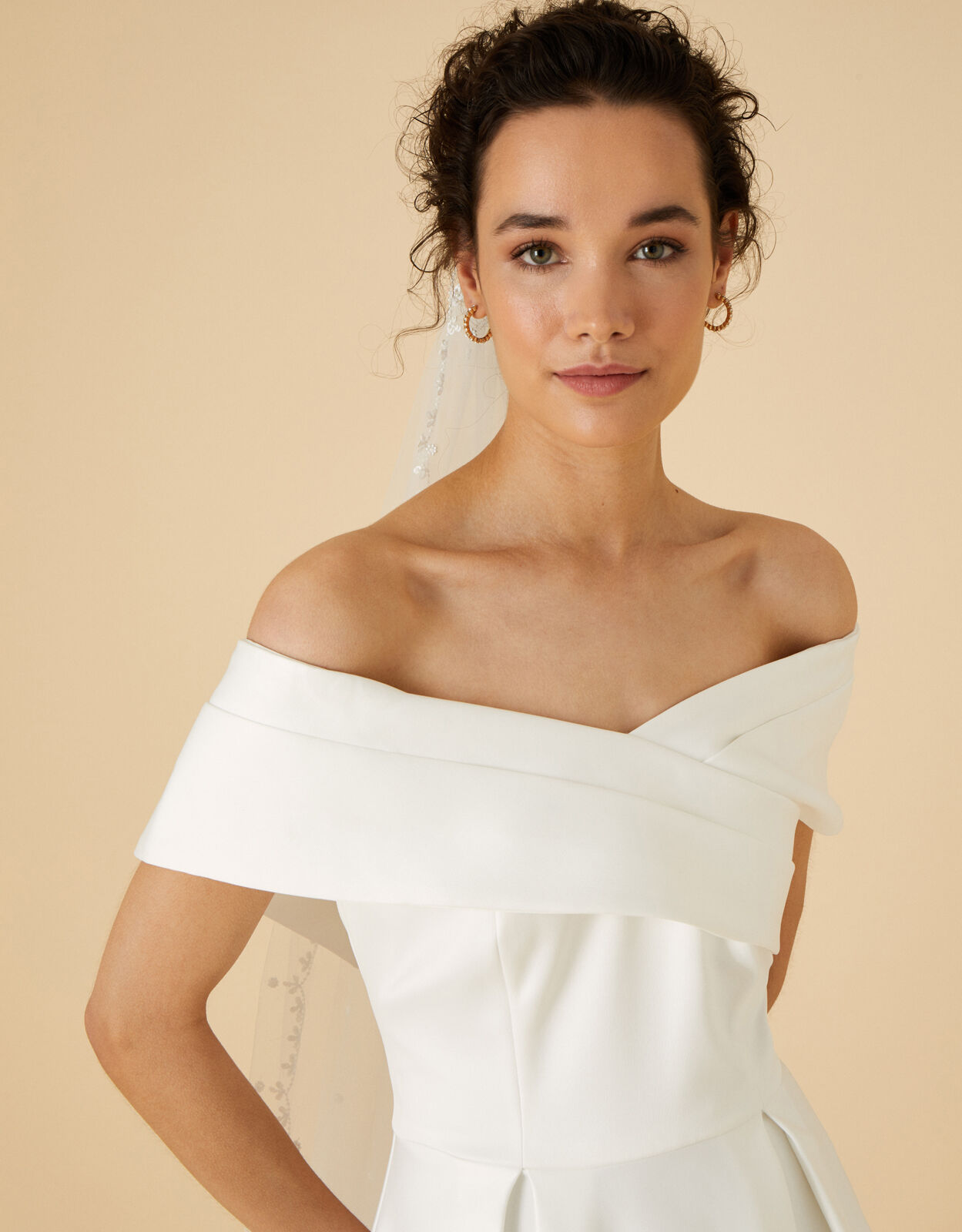 Miranda Bardot Bridal Midi Dress Ivory 