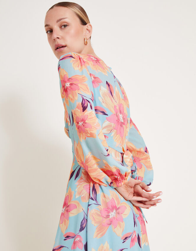 Lilith Floral Print Dress, Blue (BLUE), large
