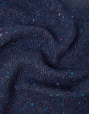 East Issy Knitted Triangle Scarf, Blue (NAVY), large
