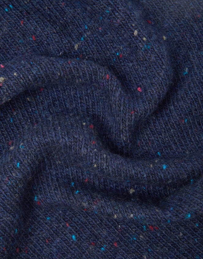 East Issy Knitted Triangle Scarf, Blue (NAVY), large