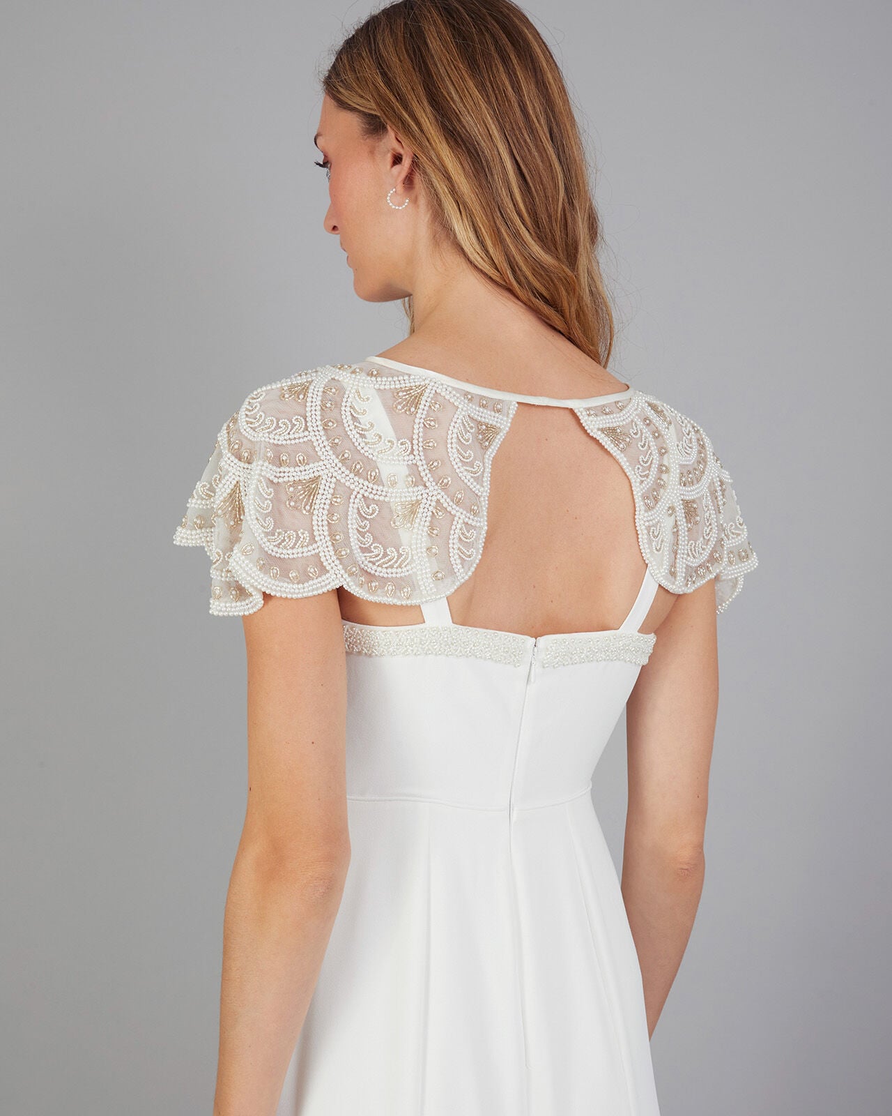 Embellished Bridal Shoulder Cape Ivory