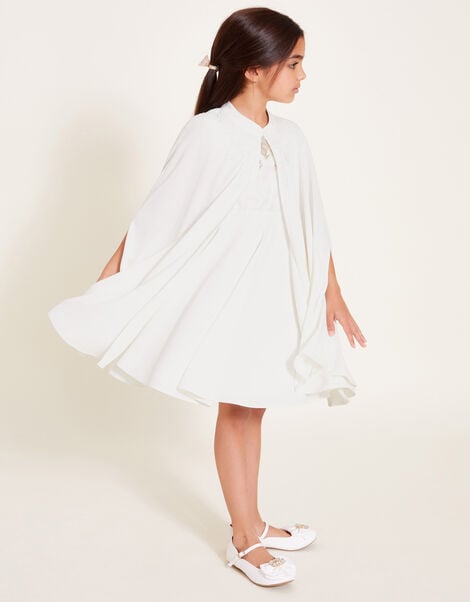 Charlotte Embroidered Dress and Cape, Ivory (IVORY), large