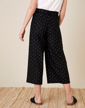 Pindot Scallop Crop Trousers, Black (BLACK), large