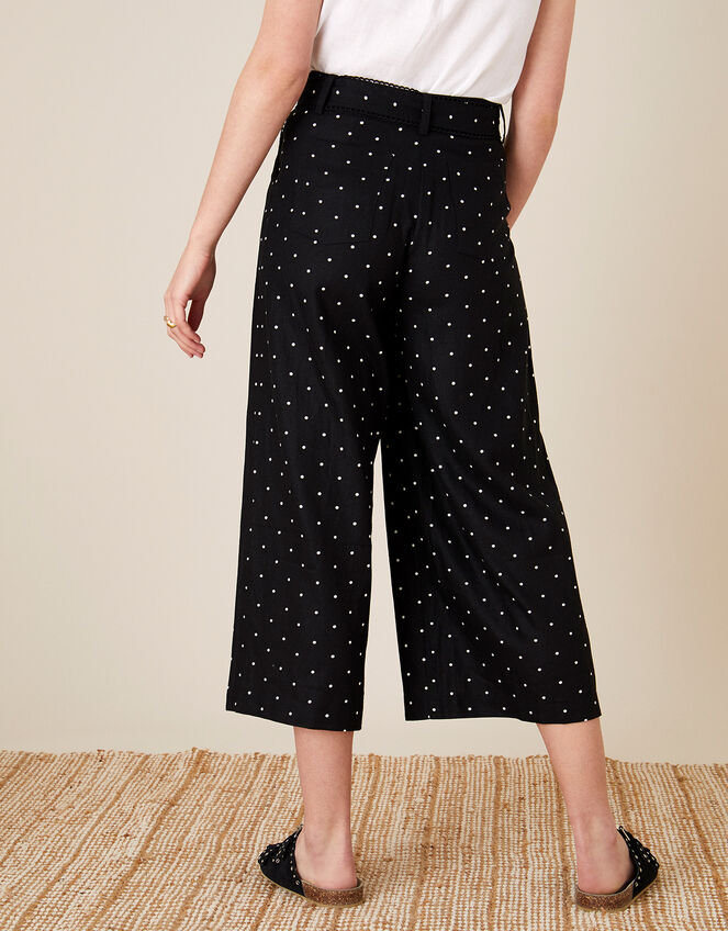 Pindot Scallop Crop Trousers, Black (BLACK), large