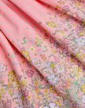 Floral Frill Sleeve Dress, Pink (PINK), large
