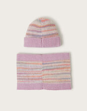Space Dye Knit Beanie and Snood Set, Multi (MULTI), large