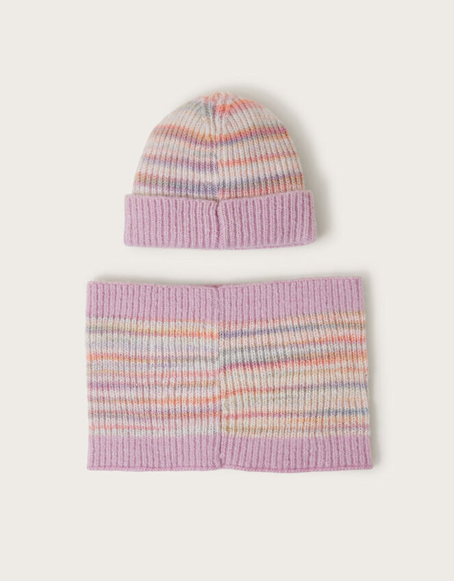 Space Dye Knit Beanie and Snood Set, Multi (MULTI), large