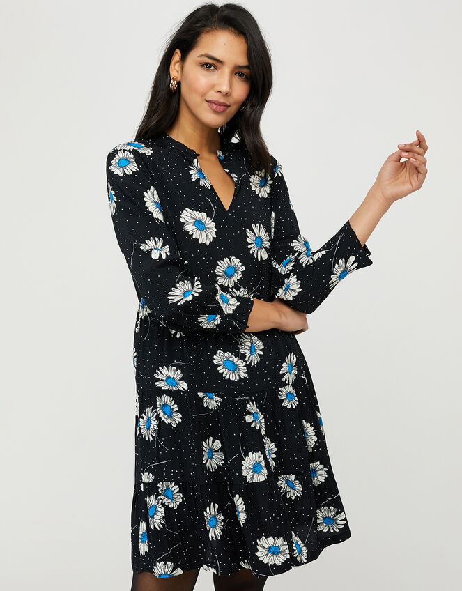 Daniella Daisy Print Dress, Black (BLACK), large