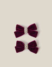 2-Pack Velvet Bow Hair Clips, Purple (PURPLE), large