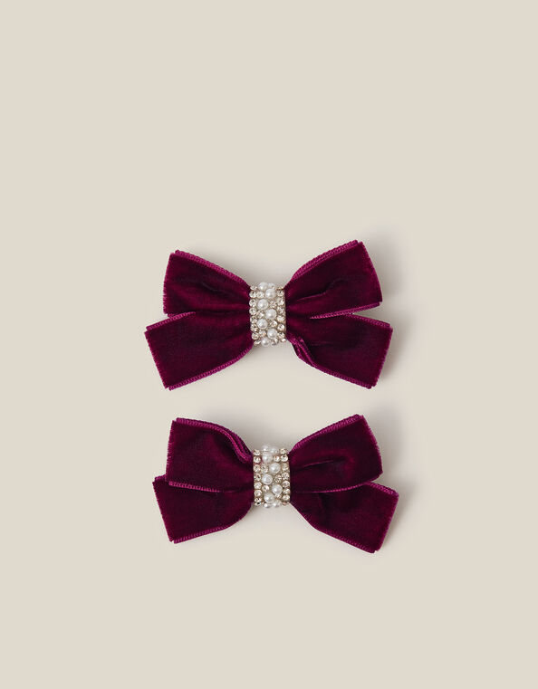 2-Pack Velvet Bow Hair Clips, Purple (PURPLE), large