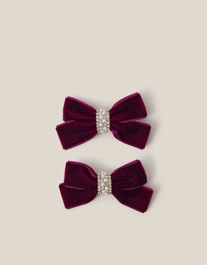 2-Pack Velvet Bow Hair Clips, Purple (PURPLE), large