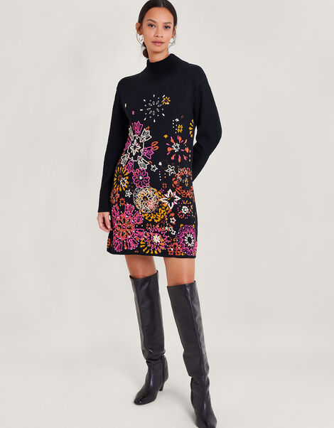 Eve Embroidered Dress, Black (BLACK), large