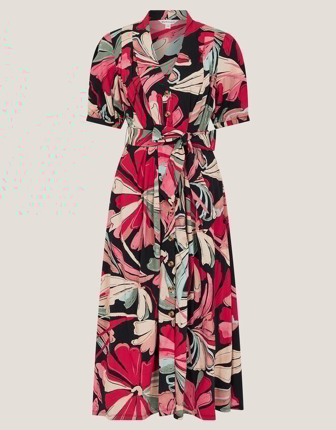 Jemima Floral Midi Shirt Dress, Red (RED), large