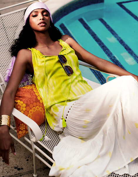 Tie Dye Maxi Dress in LENZING™ ECOVERO™, Yellow (YELLOW), large