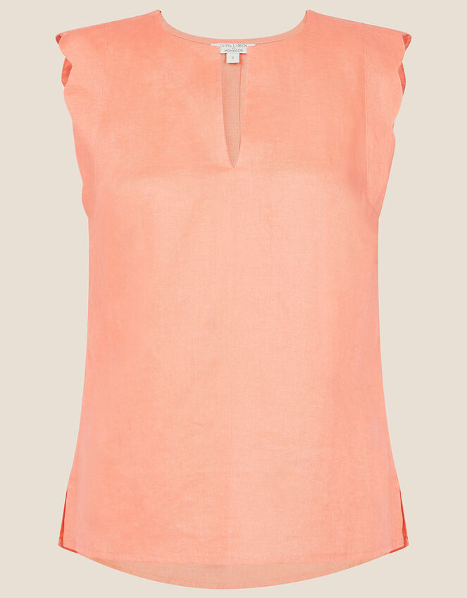 Scallop Edge Tank Top, Orange (ORANGE), large