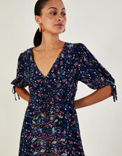 Estella Placement Print Tea Dress in Sustainable Viscose, Blue (NAVY), large