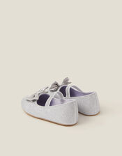 Baby Bow Glitter Walker Shoes, Silver (SILVER), large