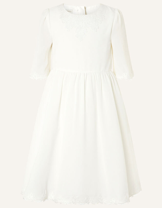 Lace Trim Crepe Tunic Dress, Ivory (IVORY), large