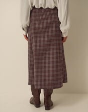 Gracie Check Print Midi Skirt, Brown (BROWN), large